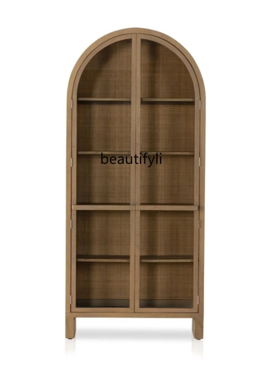 

American arched bookcase French retro wine cabinet decoration Nordic ash wood removable bookshelf