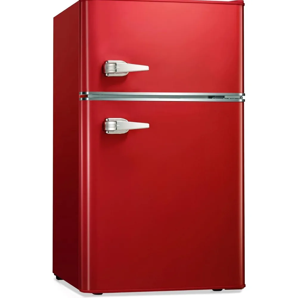 NO.① Mini Fridge 3.1Cu.Ft Compact Refrigerator 2-Doors Freezer Low Noise Defrost Storage of Beverages Vegetables Fruit