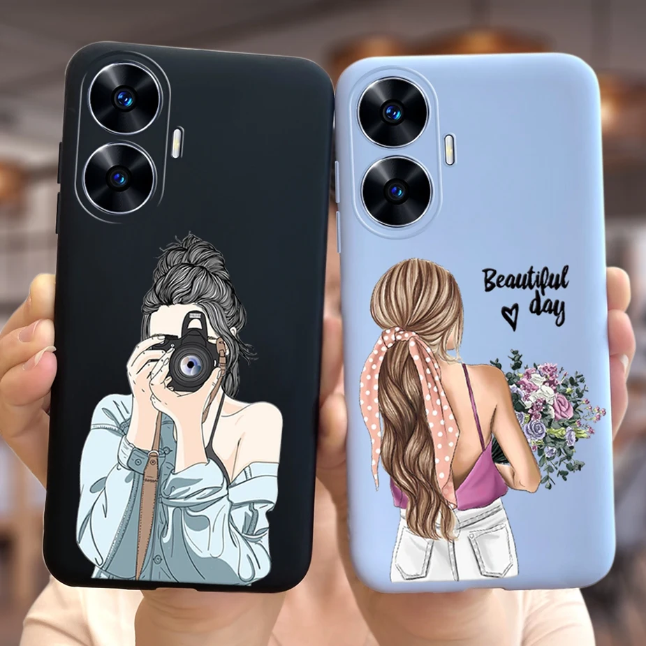 For Realme C55 Case Pretty Cartoon Girls Cover Soft Silicone Phone Case For Realme Narzo N55 C 55 RealmeC55 RMX3710 Fundas Coque