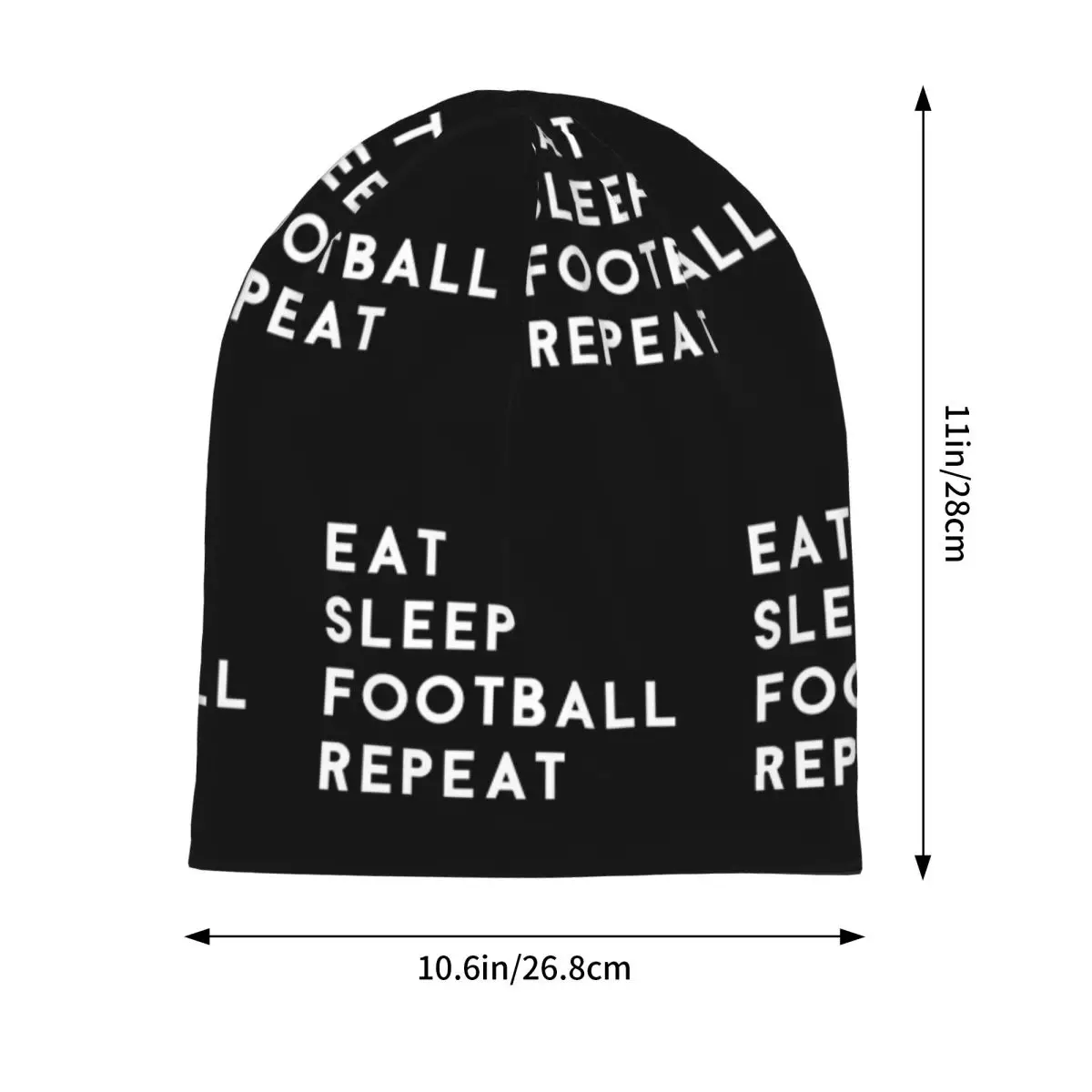 Eat Sleep Football Repeat Warm Knitted Cap Hip Hop Bonnet Hat Autumn Winter Outdoor Beanies Hats for Unisex Adult