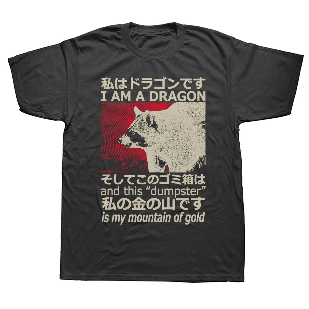 Japanese Style Dragon Raccoon Print T Shirt Harajuku Retro Streetwear Cotton Short Sleeve Euro Size Men Women Classic T-shirts