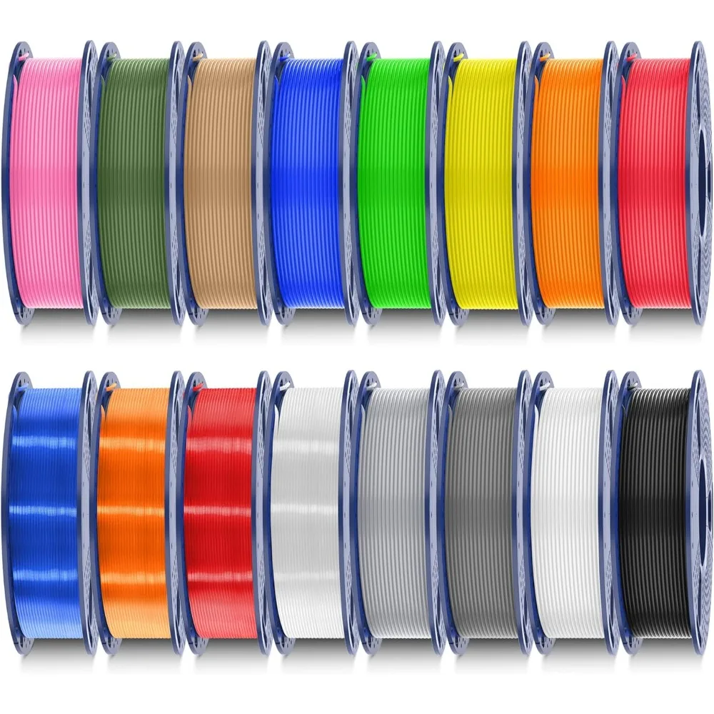 

16 Colors PLA Filament Bundle 1.75mm 3D Printer Filament 4kg Total 0.25kg per Spool 4 Transparent 12 Solid Colors Vacuum
