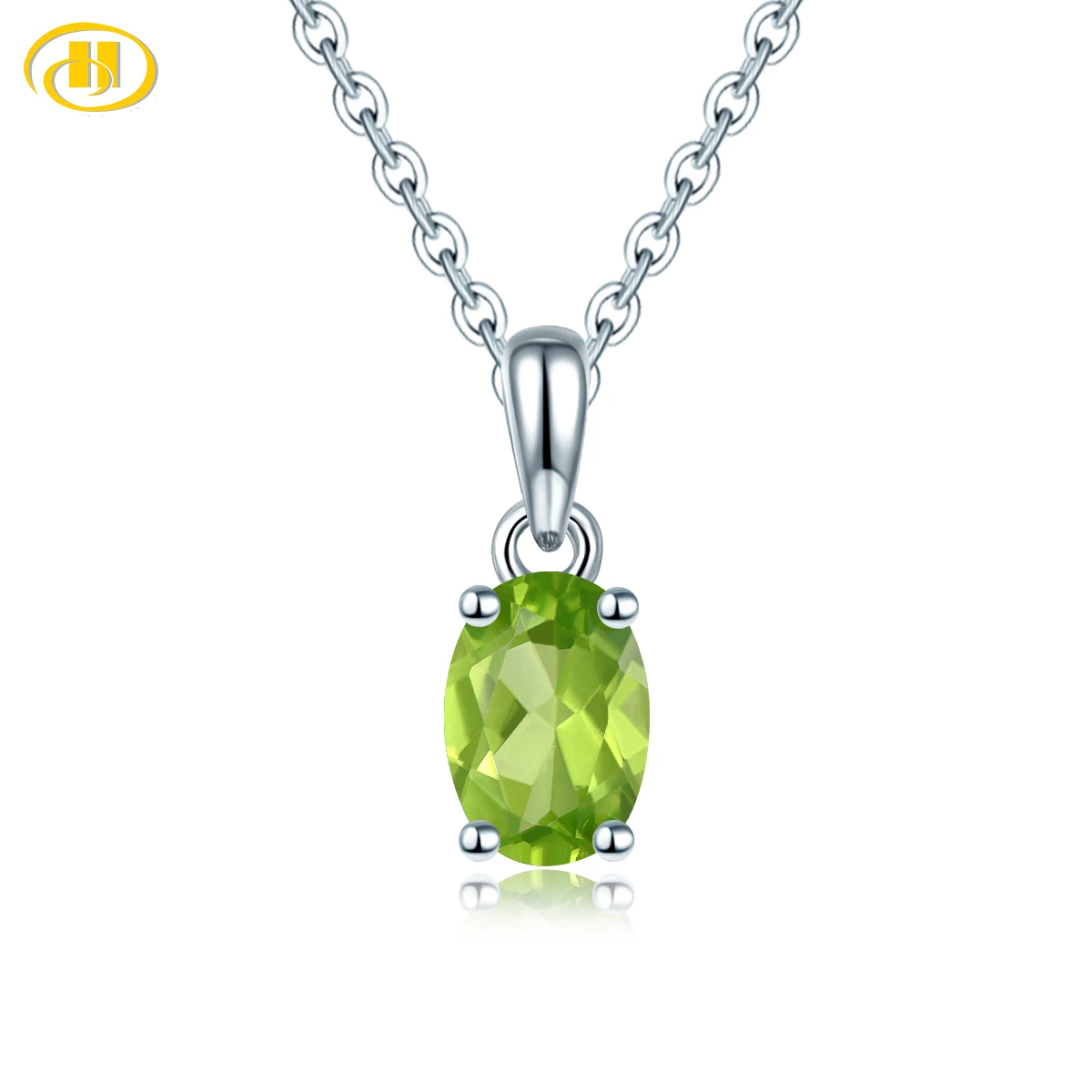 

Natural Peridot 925 Sterling Silver Pendant 0.85 Carats Genuine Gemstone Birthday Gift Simple Style Fine Jewelry