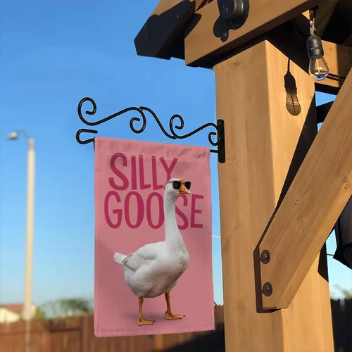 Silly Goose Garden Flag Pink Outdoor Yard Decor Funny Goose Sunglasses OOV IIC