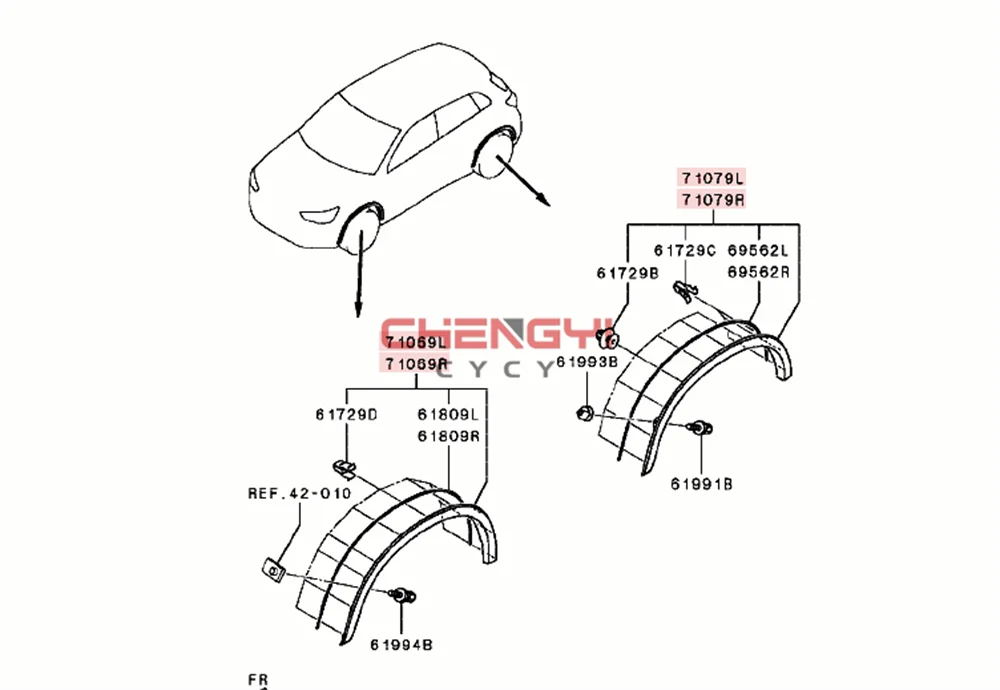 Pasek przeciw otarciom na nadkole dla Mitsubishi ASX RVR GA9W 5220AR01 5220AR02 5228A579 5228A580