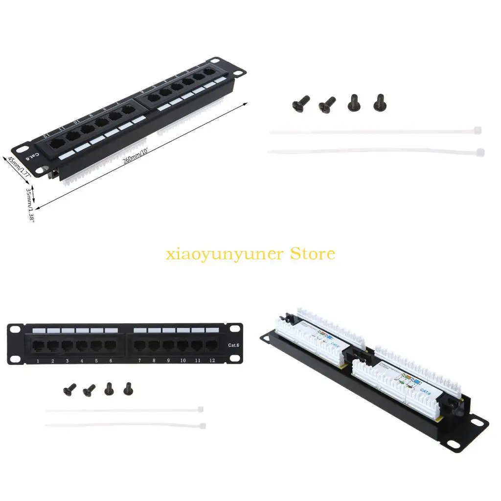 

P9JB 12 Port CAT6 Patch Panel RJ45 Networking Wall Mount Rack Frame