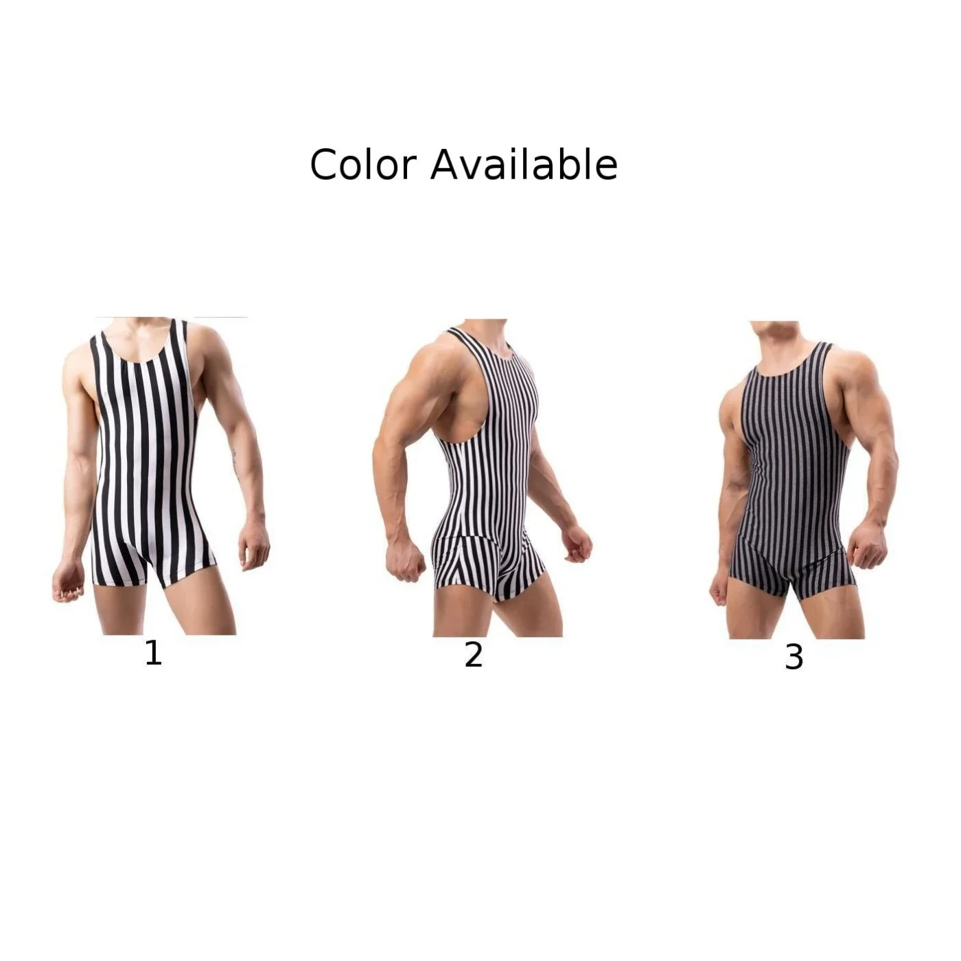 Mens Striped Bodysuit Boxers Underwear Sleeveless Fitness Singlet Slip Jumpsuit Running Fitness Clothing Singlet Body Suits