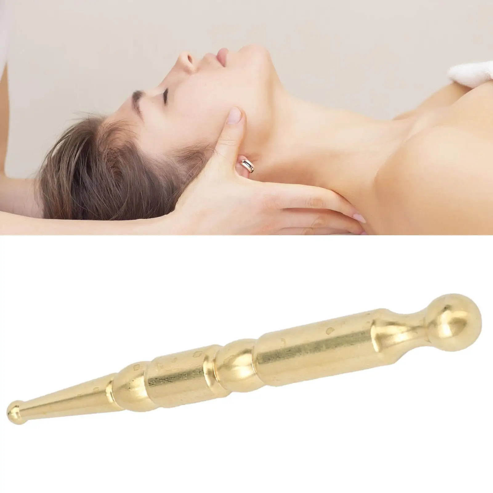 Portable Dual-Head Acupuncture Pen Massage Tool for Soreness Relief & Facial Reflexology - Textured Handle