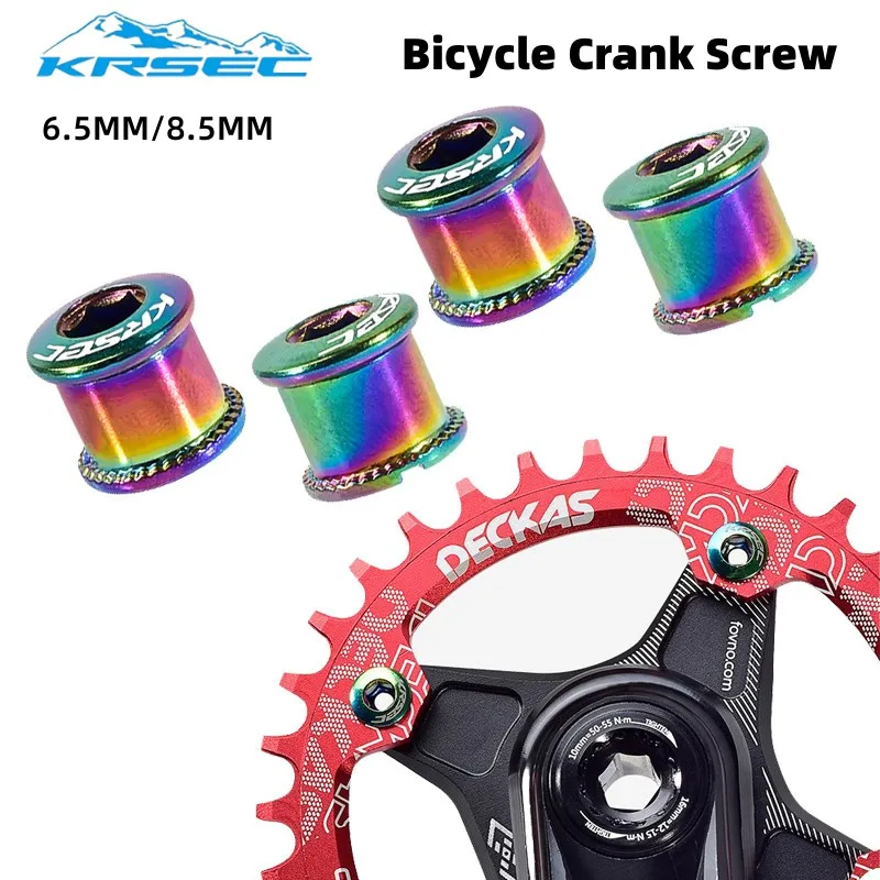 KRSEC Mtb Chainwheel Screws Chainring Bolts 4Pcs Integrated Crankset Screws Colorful Crank Bicycle 6.5/8.5mm Bolts Mountain Bike