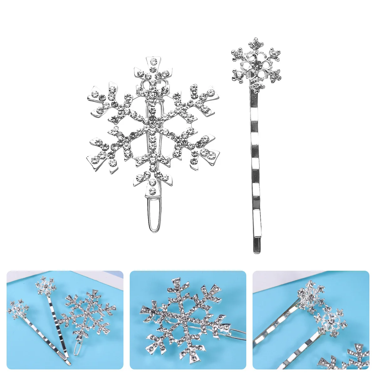 

12Pcs Hair Clip Set for Women Fashion Snowflake Alloy Rhinestone Hairpins Winter Wedding Party Accessories Elegant Daily Wear