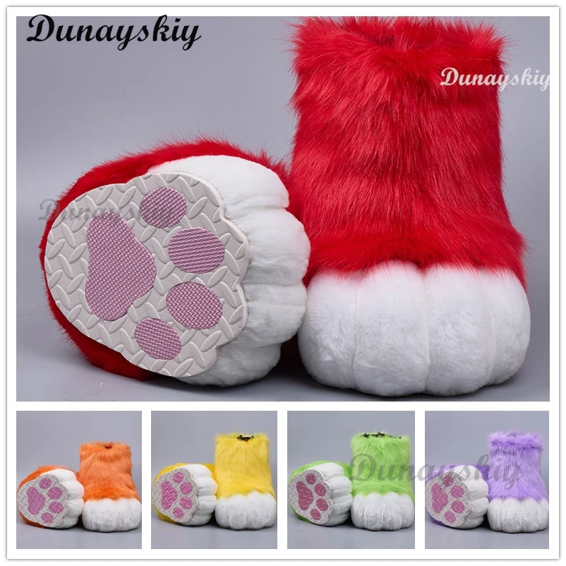 Fursuit Cosplay Paw Shoes accessori Furry Cosplay Rubbit Cat Boots Cute Fluffy Animal Manga Party Cos Costume Unisex indossabile
