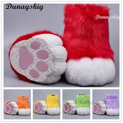 Fursuit Cosplay Paw Shoes Accessories Furry Cosplay Rubbit Cat Boots Cute Fluffy Animal Manga Party Cos Wearable Unisex Costume