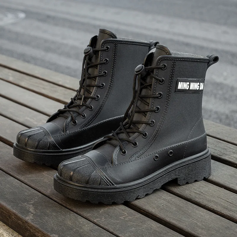 Men's Mid-Calf Fashion Rain Boots Anti-Slip Waterproof Workwear Fishing Outdoor Shoes Kitchen Water Boots Delivery Fishing Wa...