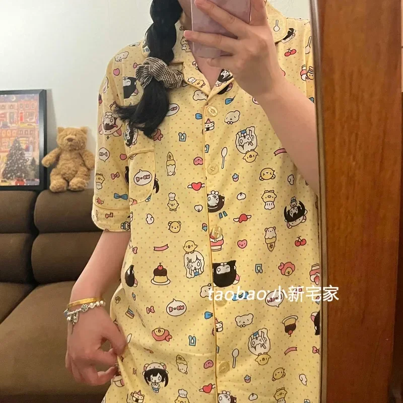 

Anime K-ON Hirasawa Yui Pajamas Women Summer Shorts Cotton Thin Style Akiyama Mio Cute Cartoon Biscuit Bear Home Clothing Gifts