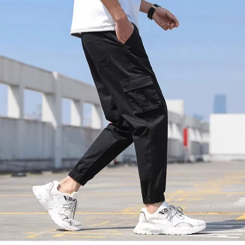 Classic Design Multi Pocket Cargo Pants, Men's Casual Loose Fit Drawstring Cargo Pants/Joggers For Spring Summer Outdoor