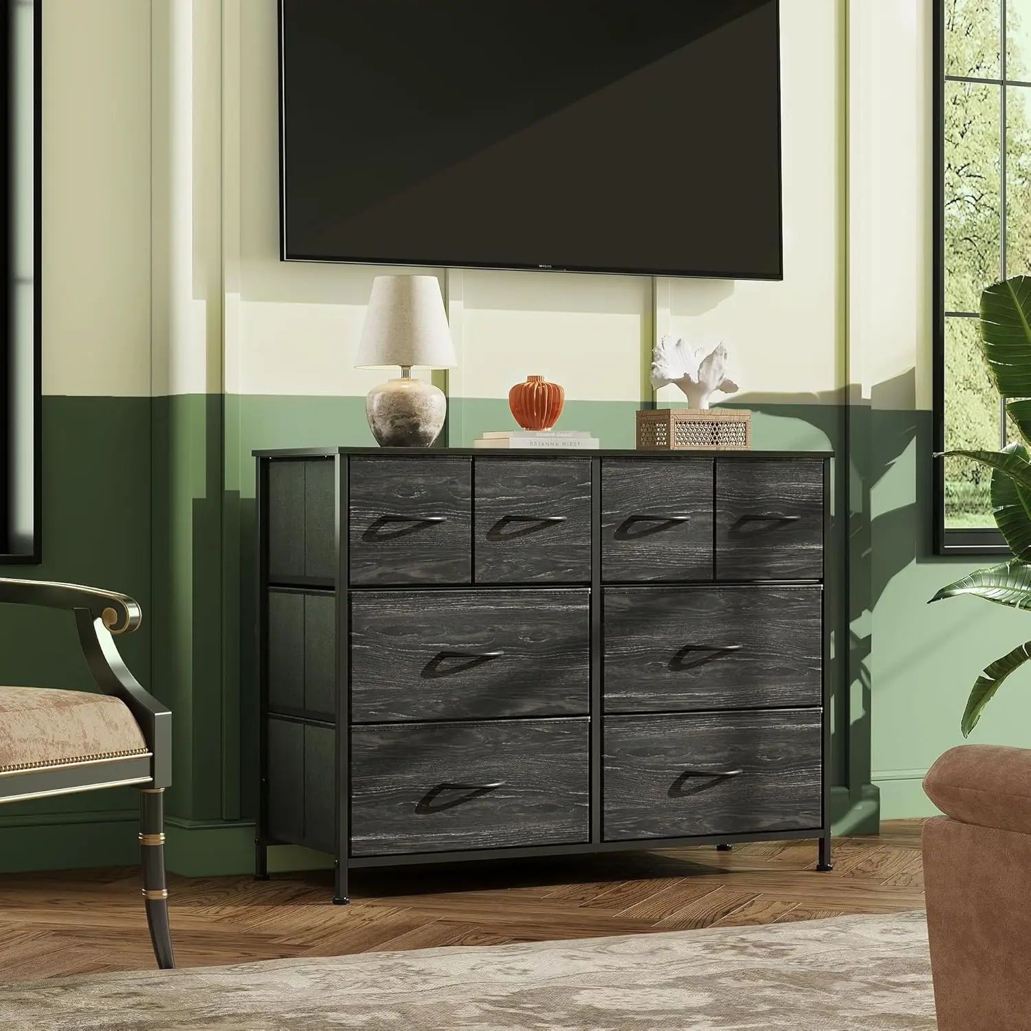 Dresser for Bedroom with 8 Drawers, Wide Fabric Dresser for Storage and Organization, Bedroom Dresser, Chest of Drawers