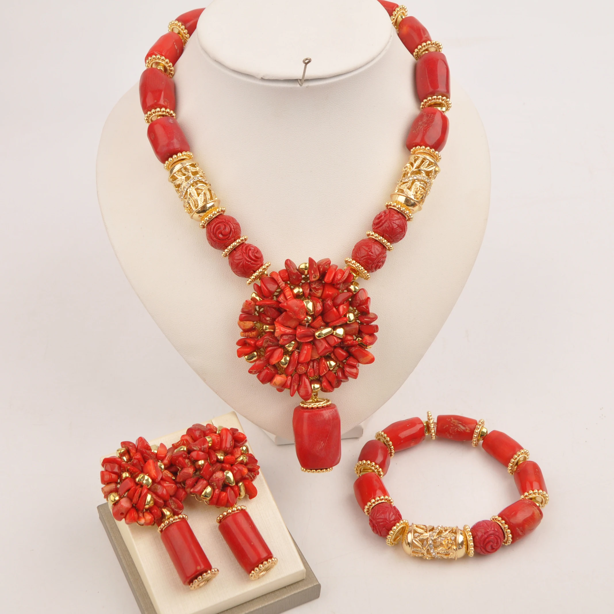 

Nigerian jewelry collection wedding jewelry necklace red natural coral