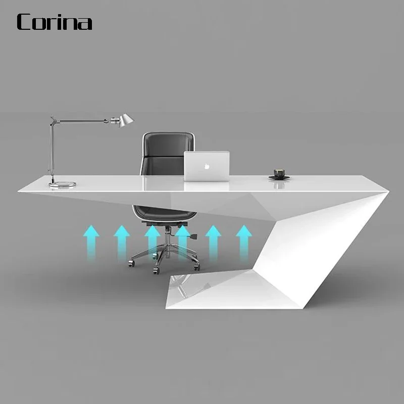 

Elegant white office computer table ceo manager working desk with good quality