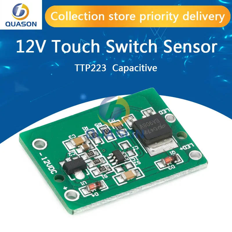 12V Capacitive Touch Switch Sensor Module Push Button Touching Key Module Jog Latch With Relay DC 6-20V 3A TTP223 module