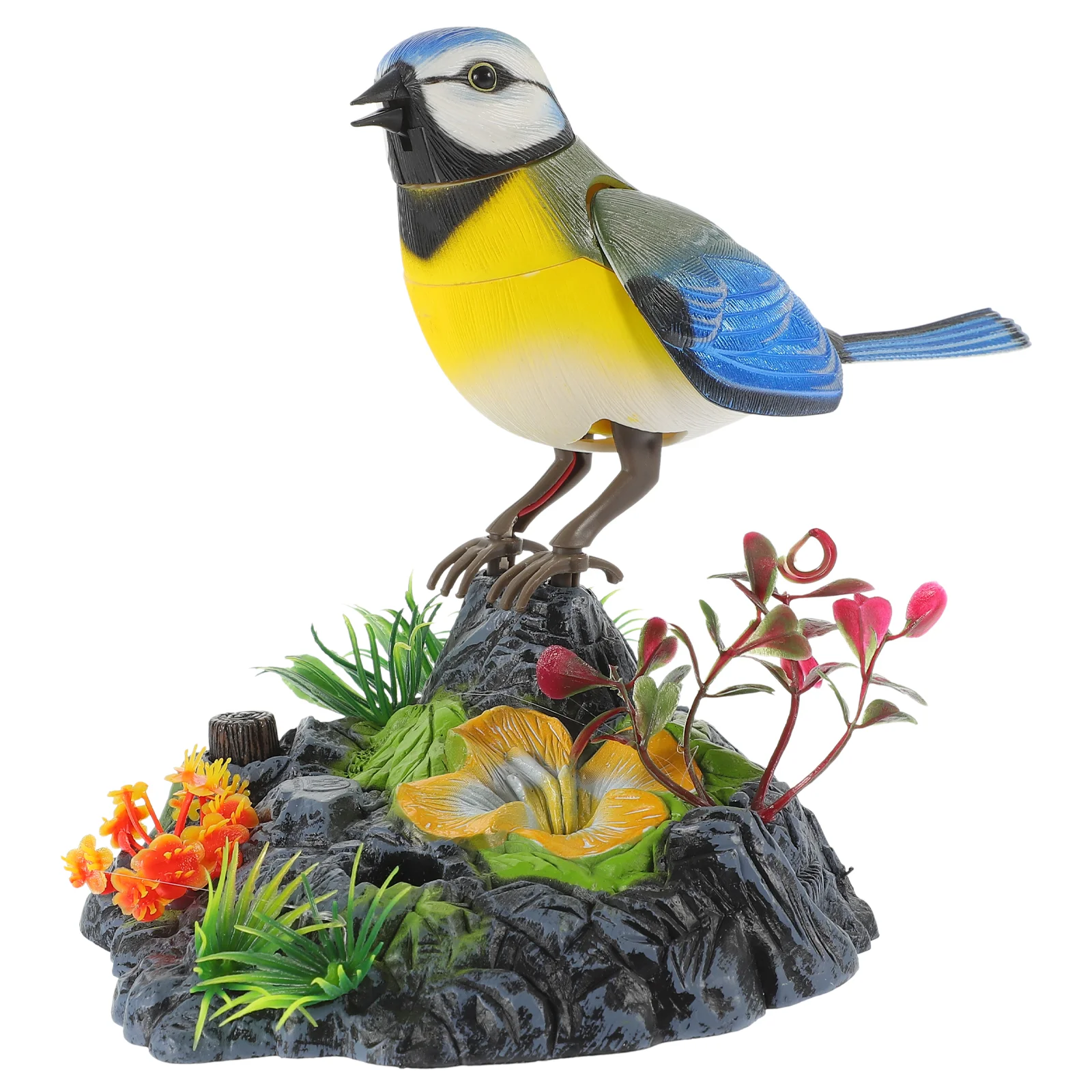 Bird Figurines Electric Artificial Birdcage Sound Voice Blue Child