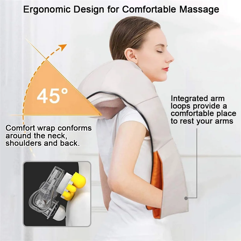 U Shape Electrical Shiatsu Massage Shawl Back Neck Shoulder Body Massager Device Infrared Heated Kneading Car/Home Massage Shawl