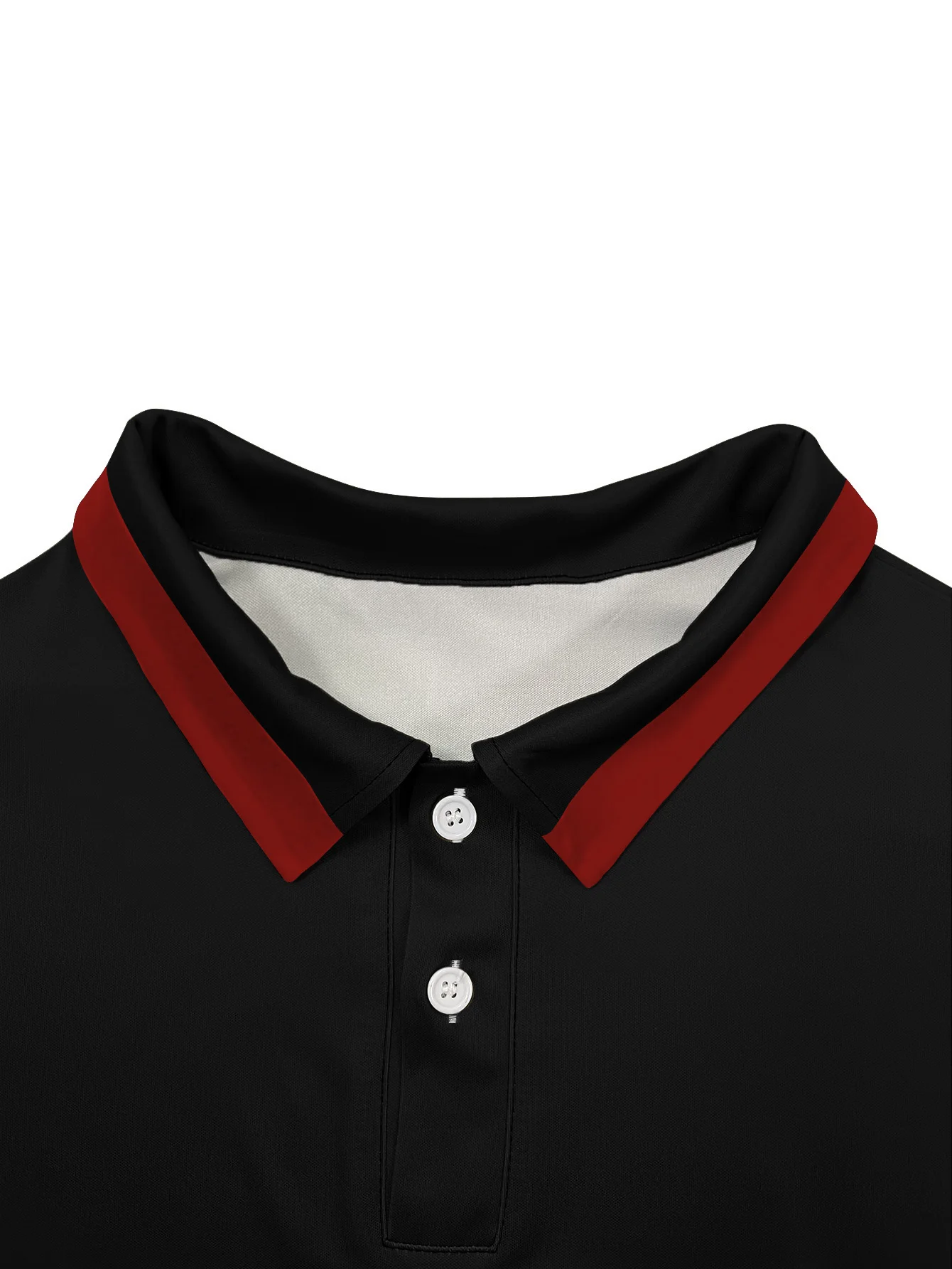 Men\'s minimalist black and red solid color trend casual street clothing 3D printing lapel short sleeved POLO shirt summer fashio