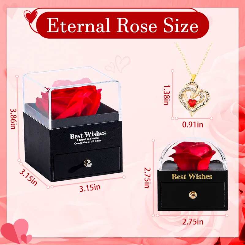 Sparkling Heart Love Necklace With Luxurious Rose Gift Box For Girlfriend Mom Christmas Valentine Gift 2024 Romantic Accessories