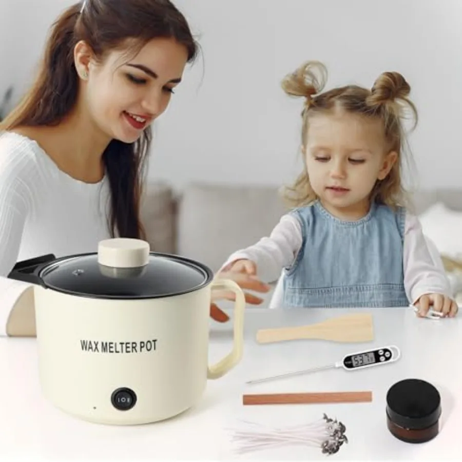 مجموعة صنع الشموع للبالغين صهر الشمع مع صب صنبور شمع الصويا 1.8L وعاء صهر غير لاصق أدوات ميزان الحرارة المشتمل في المبتدئين #6