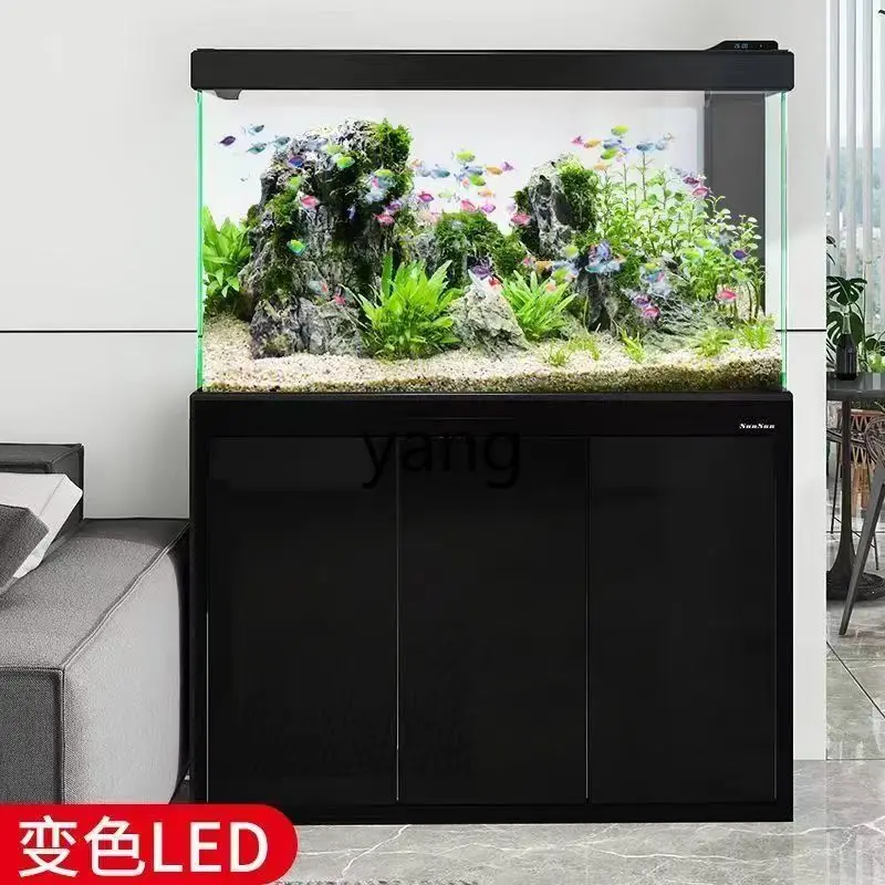 Yhl Change Water Living Room Glass Aquarium Lucky Small Household Bottom Filter Fish Tank