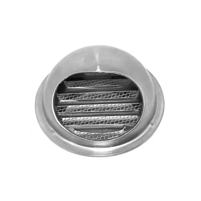 Air Vent Grille Stainless Steel Round Bull Nosed External Extractor Wall Vent Outlet Ventilation Cover For Outdoor Silver