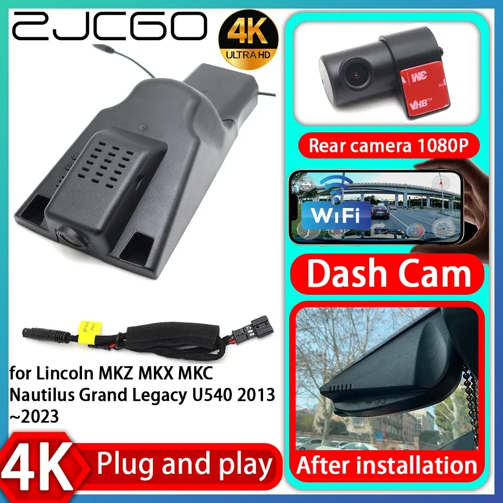 

ZJCGO UHD 4K 2160P Plug and Play DVR Dash Cam Video Recorder for Lincoln MKZ MKX MKC Nautilus Grand Legacy U540 2013~2023