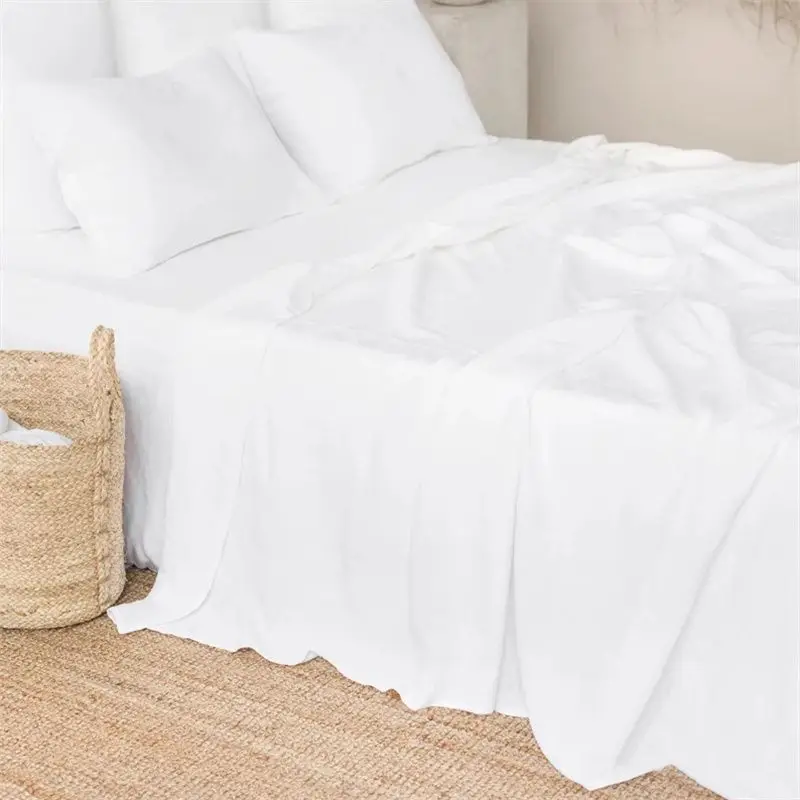 

Pure Linen Flat Sheet 100% Washed French Linen Bedding 1 Pcs Soft Breathable Durable Moisture-Wicking Bed Sheet for Hot Sleepers