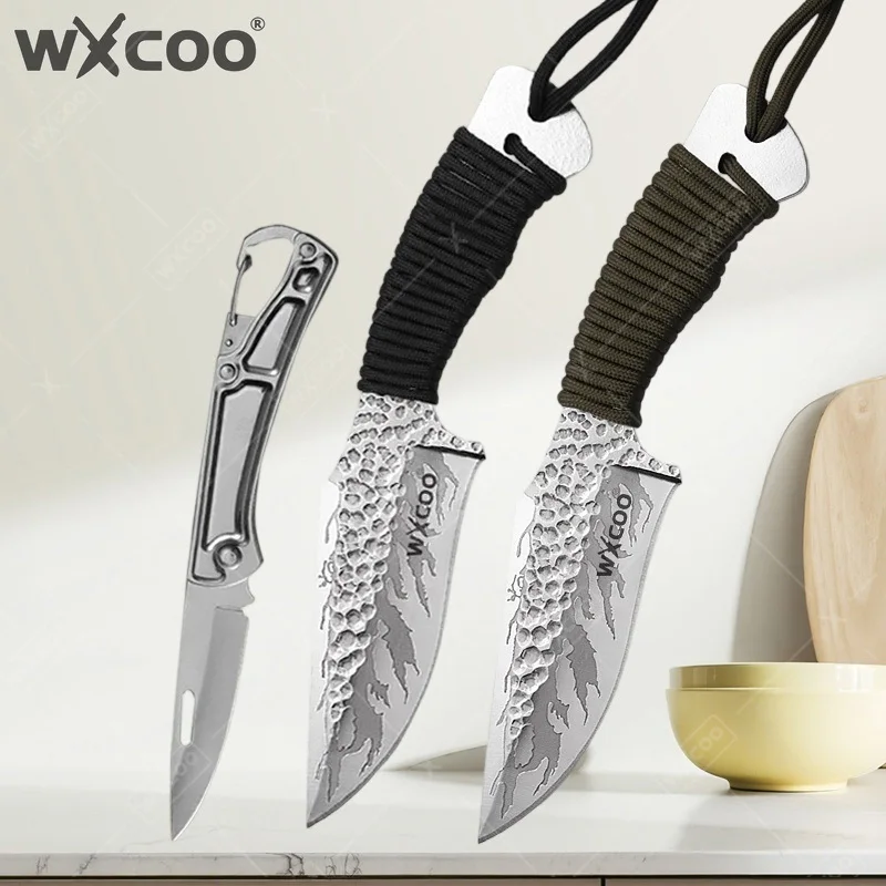 WXCOO Forged Knife Kitchen Folding Pocket Knife Stainless Steel Multifunctional Perfect for Kitchen Fruit Slicing Boning Knife