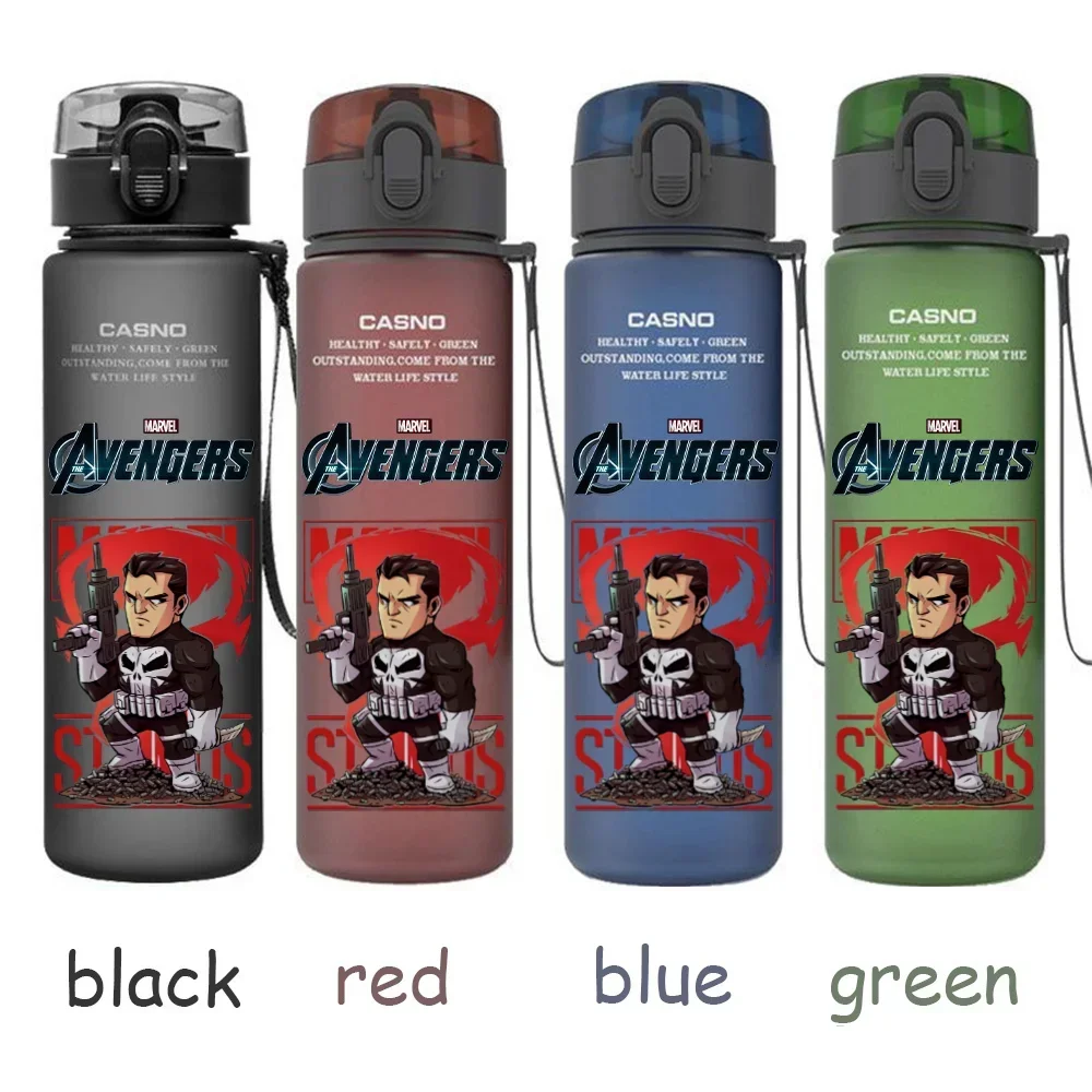 560ML Water Cup Marvel Q Version Children Portable Plastic Cartoon Iron Man Outdoor Large Capacity Sport Water Drinking Bottle