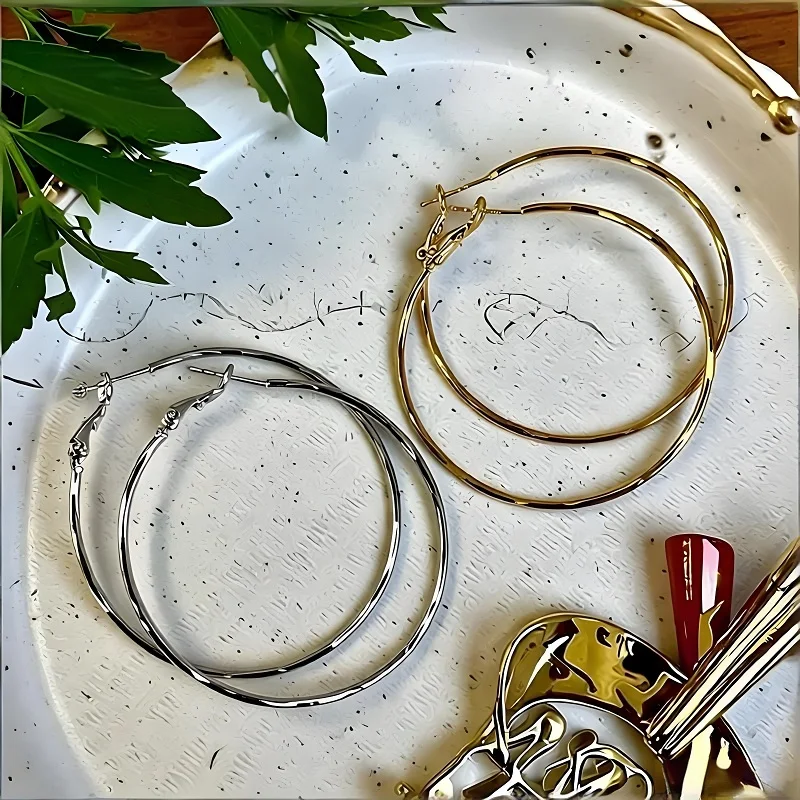 

Серьги-кольца из стерлингового серебра 925 пробы в стиле панк, большие круглые серьги золотого и серебряного цвета для женщин и мужчин, модные ювелирные изделия, подарочный аксессуар