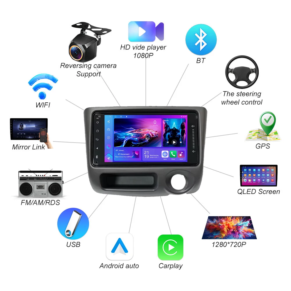 أندرويد 15 لتويوتا فيتز XP10 يارس بلاتز صدى 1999- 2005 بلوتوث الوسائط المتعددة الملاحة نظام تحديد المواقع فيديو مشغل راديو تلقائي Carplay