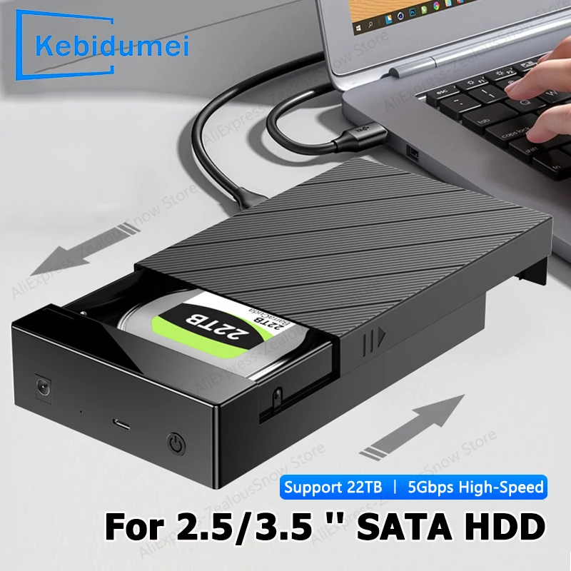 

﻿ Корпус для внешнего накопителя HDD 2,5/3,5 дюйма SATA 5 Гбит/с USB3.0 HDD SSD Корпус для жесткого диска Поддержка адаптера SSD HDD 22 ТБ для ноутбука ПК