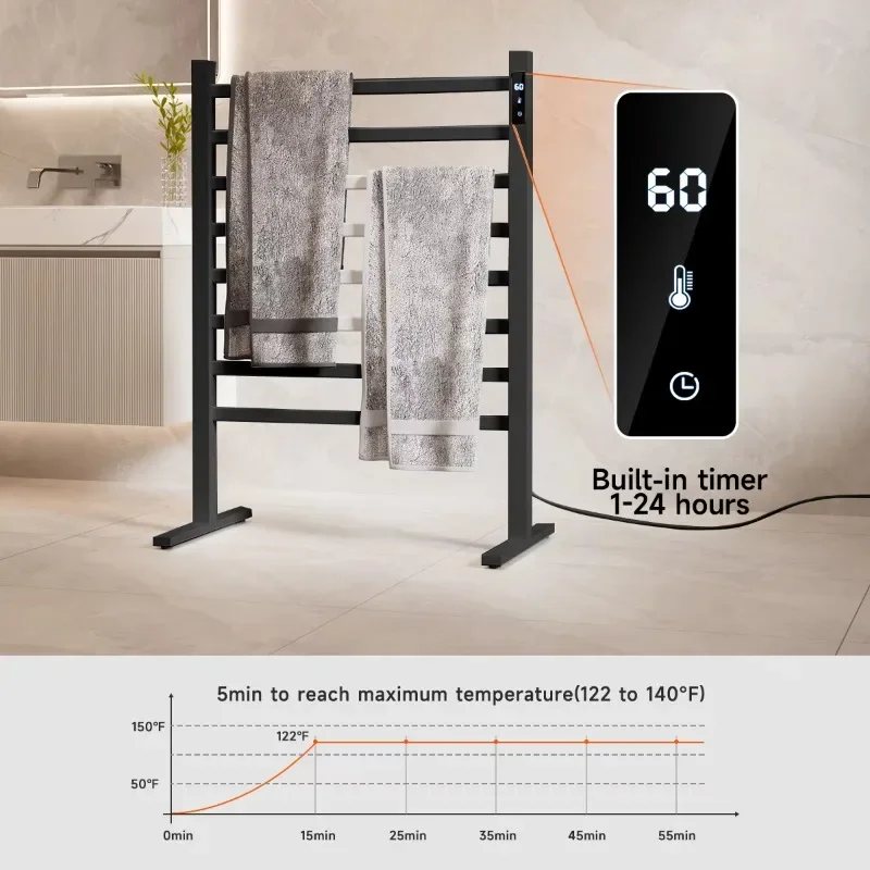 Floor-standing Space Aluminum Towel Warmer Heater with Temperature & Timer Settings