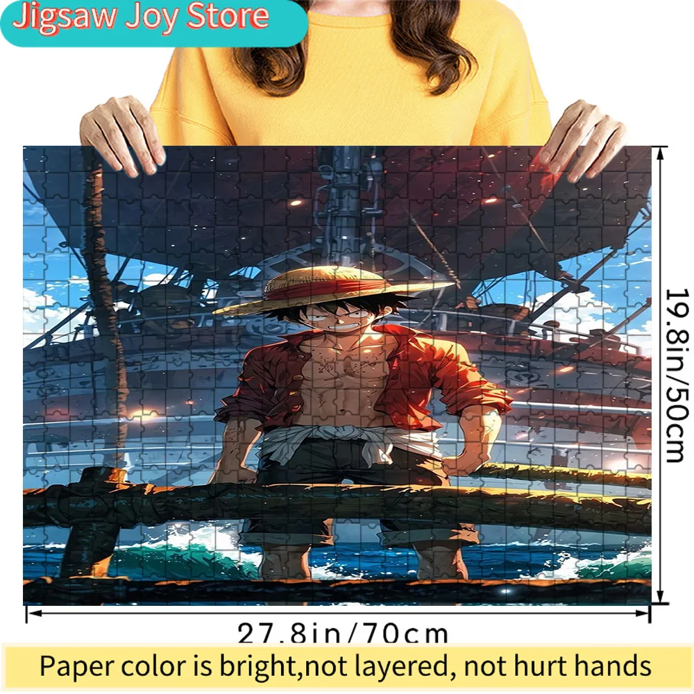 

Premium Paper Jigsaw Puzzle One Piece Monkey D. Luffy on Thousand Sunny Ship in Ocean Adventure Scene Anime Art High Quality Car