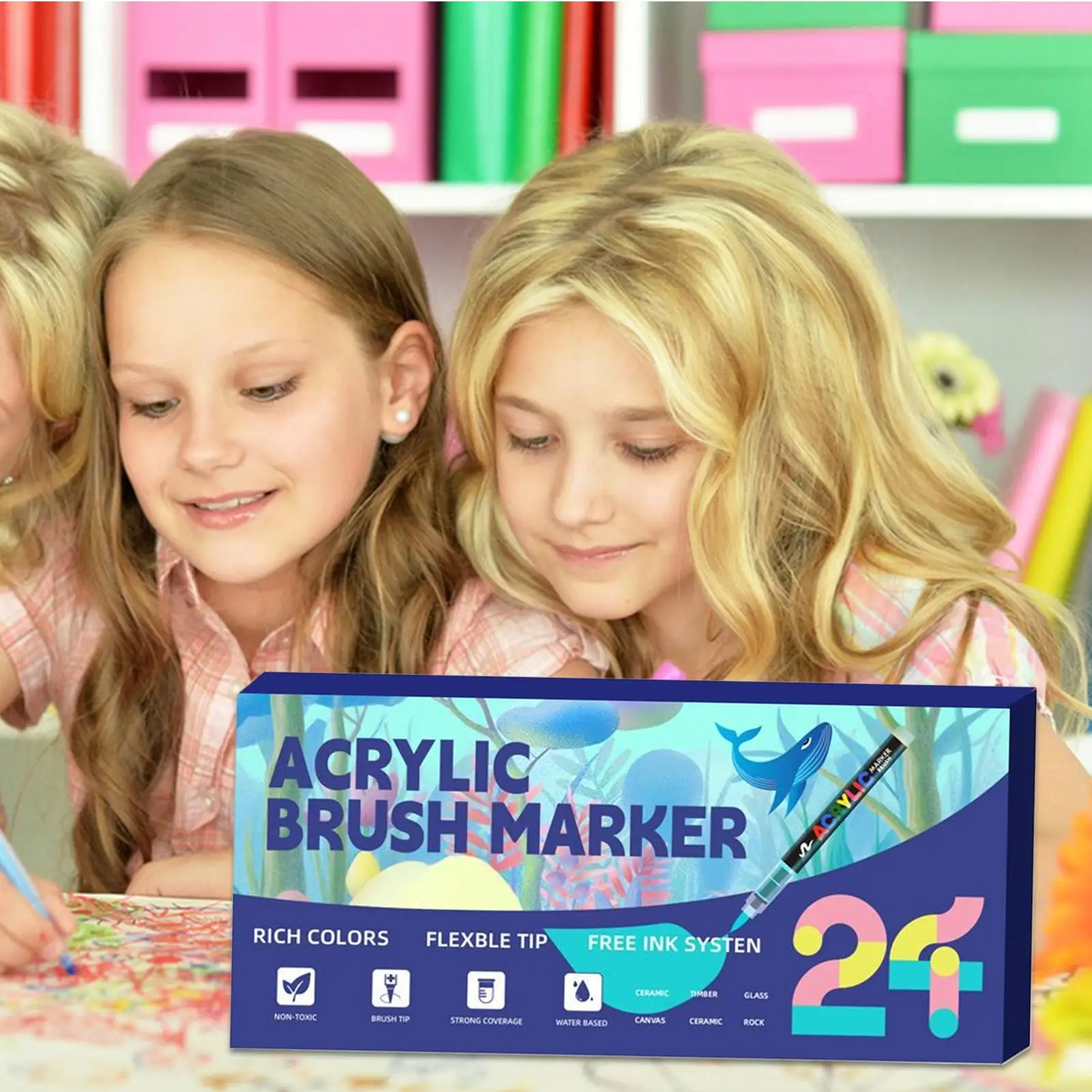 

Acrylic Markers Soft Multi-Color Layerable School Supplies Brush Tip Paint Markers For Kids Adults Party Thanksgiving School