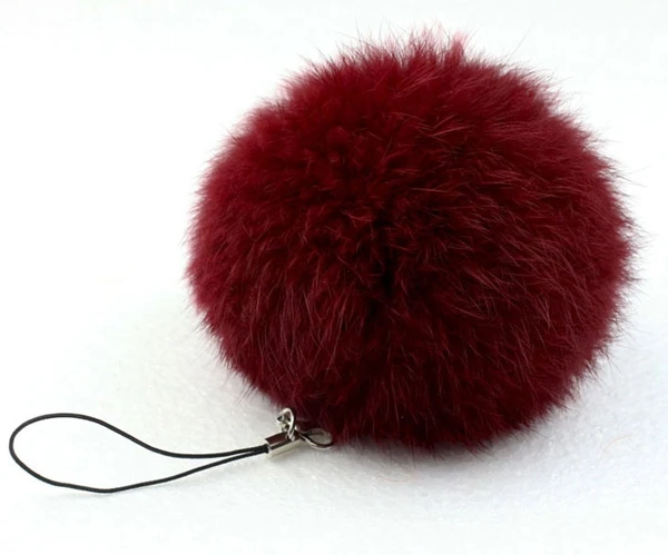 LLavero del llavero de la bola de la piel del conejo auténtico llavero Porte Clef Llaveros para el encanto del bolso Navidad Regalos