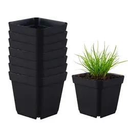 Pots For Seedlings Starter Pots 50pcs Seedling Cups Square Black Reusable Pot With Drainage Holes Gardening Kit For Plants