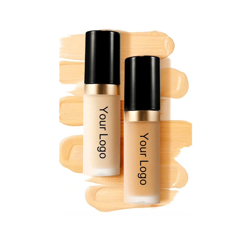 Corretivo líquido de marca própria de 4 cores logotipo personalizado tubo redondo com tampa preta contorno à prova de suor maquiagem facial de longa duração vegana
