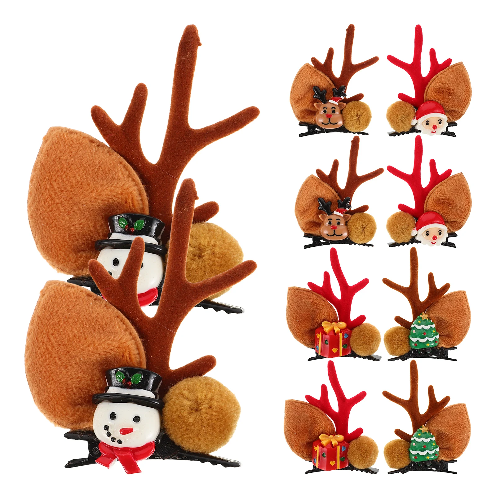 5 أزواج من أغطية الرأس لعيد الميلاد للفتيات، مشابك شعر ملونة زاهية، أغطية رأس مزخرفة، هدية للمهرجانات، مشابك شعر للأطفال