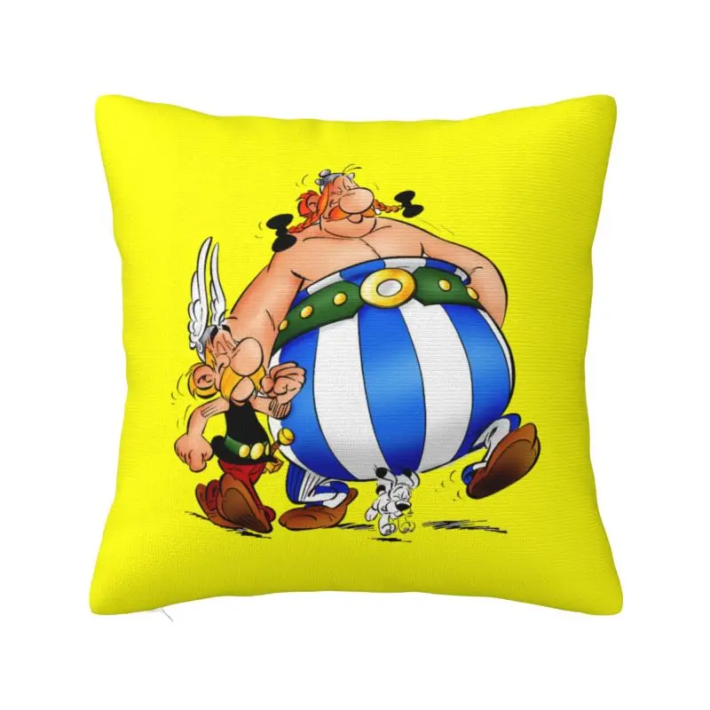 Custom Nordic Anime Fashion Asterix Obelix Idefix Cushion Cover for Sofa Polyester Pillow Case