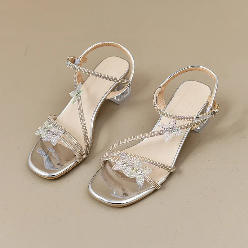 

Женские сандалии с французским бантом и стразами, Xia Xin, сексуальное платье с квадратным носком, элегантные темпераментные женские туфли на высоком каблуке