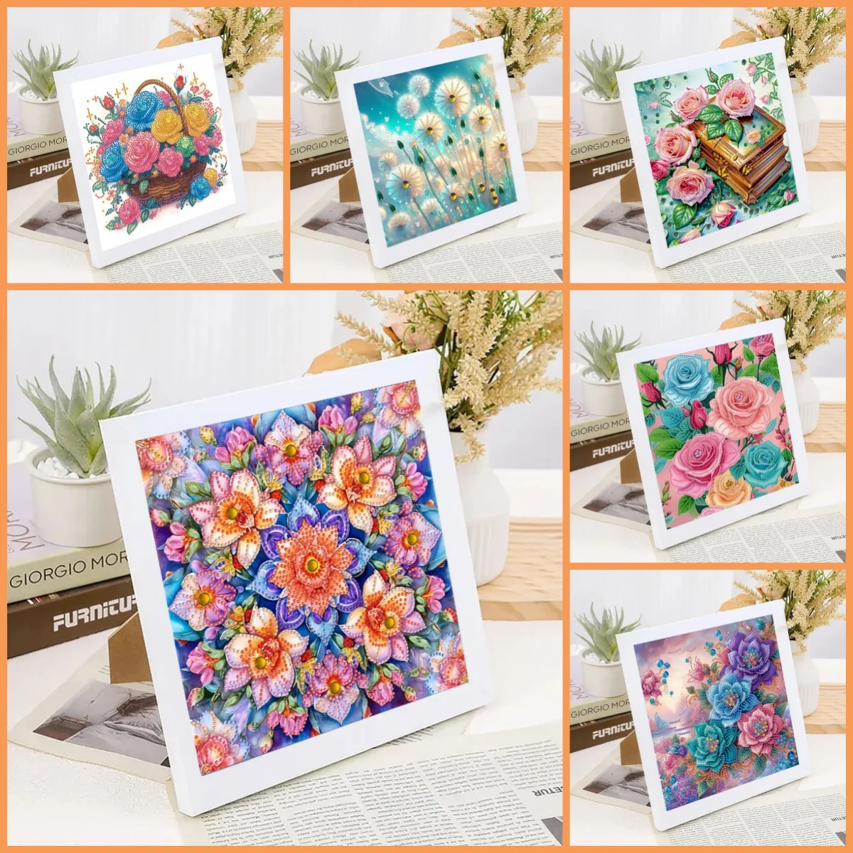 

Набор алмазных картинок с цветочным узором «сделай сам», подходящих для новогодних подарков в гостиной и спальне (без рам)