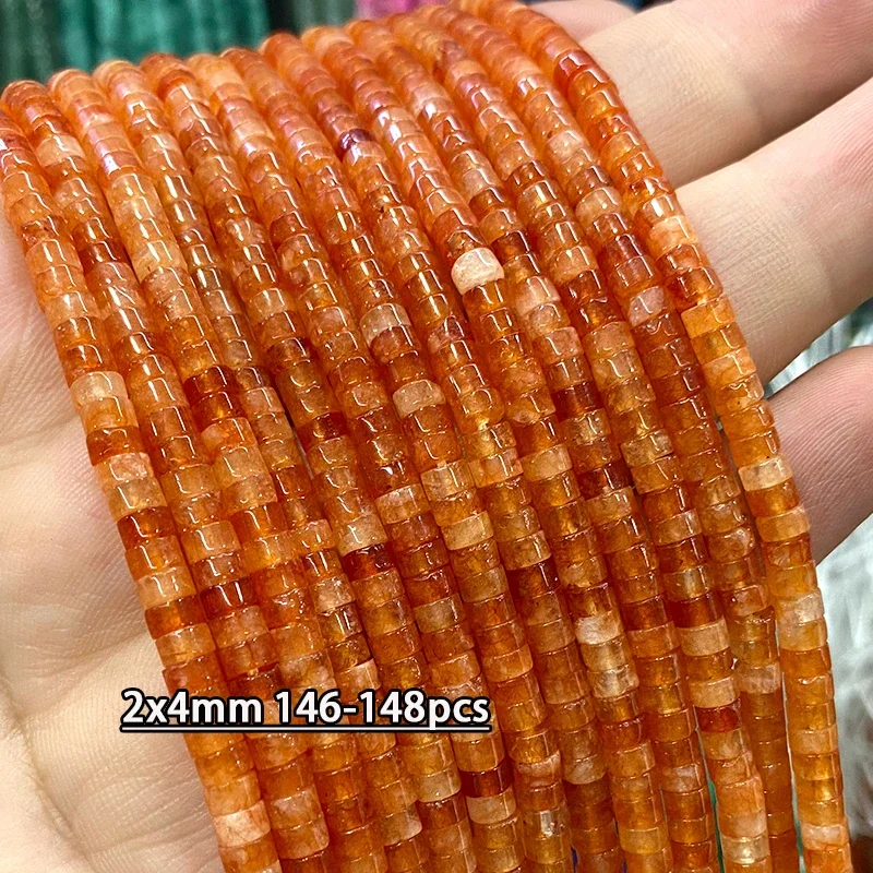 Natural Stone Orange Chalcedony Angelite Cube Cylinder Faceted Round Spacer Beads for Jewelry Making DIY Bracelet Accessories