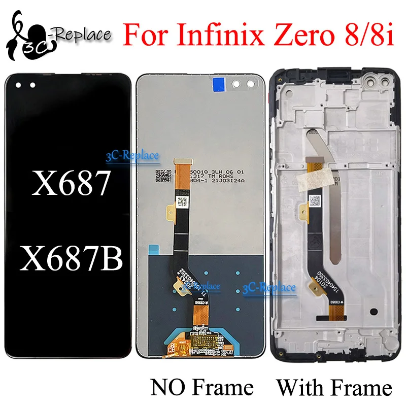 Black LCD 6.85 Inch For Infinix Zero 8 X687 / Zero 8i X687B LCD