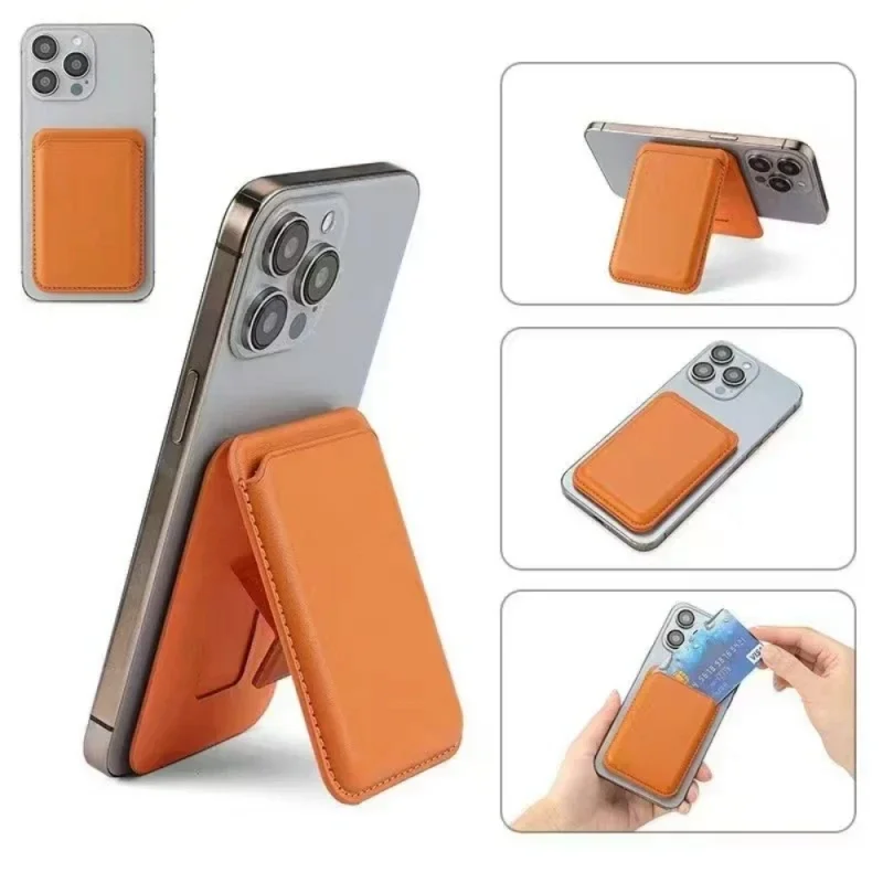 Starke magnetische Leder-Geldbörse mit verstecktem Ständer für Magsafe für iPhone 17, 16, 15, 14, 13, 12, Pro Max, Kartenhalter, Taschenabdeckung